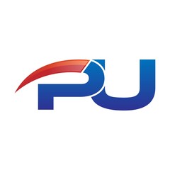 modern vector initial letters logo swoosh pu red blue
