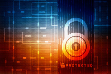 2d illustration Safety concept: Closed Padlock on digital background