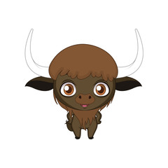 Cute stylized cartoon bison illustration ( for fun educational purposes, illustrations etc. )