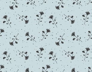 rose black flower seamless vector pattern