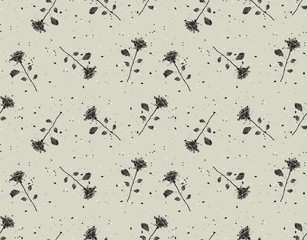 rose black flower seamless vector pattern