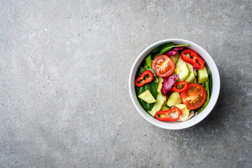 Fresh vegetables salad. Top view