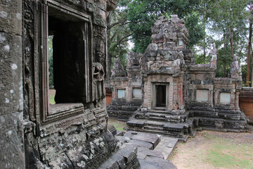 Fototapeta na wymiar Window of the ancient temple in Cambodia