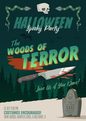 Scary Halloween Party invitation/card/background. Vector illustration.