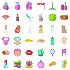 Cosmetic icons set, cartoon style