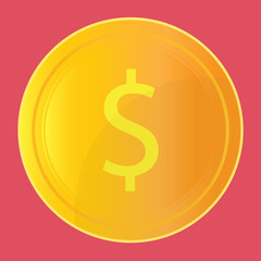 Gold coin icon on red background