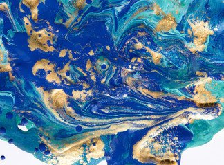 Naklejka premium Marbled abstract background. Liquid marble pattern. Colorful marble backdrop. Golden glitter texture.