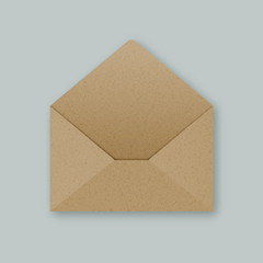 Stylish brown kraft paper open empty vector envelope mockup