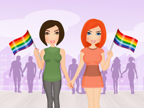 illustration of lesbian couple