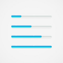 Shiny glossy simple transparent blue progress bar design element set