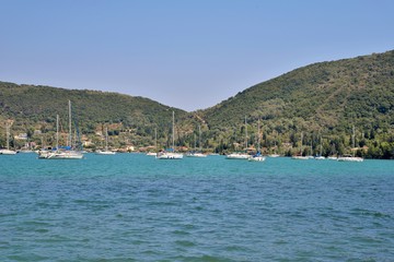 The yacht harbo rof Vlicho.Vlicho is a 2km long and narrow village next to the sea on the east side of Lefkada island