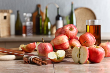 Apples on a kitchen table