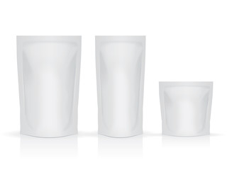 Three sealed foil bags Easy to change colors Blank vector