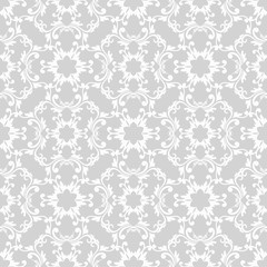 Seamless gray and white pattern with wallpaper ornaments