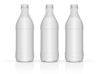 White plastic bottle with milk or yogurt for your design and logo. It's easy to change colors. Mock up Vector Template