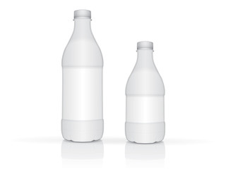 White plastic bottle with milk or yogurt for your design and logo.