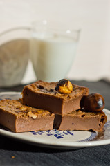 slices of sweet chestnut cake with a good glass of milk
