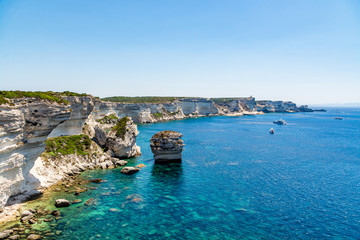 Fototapeta na wymiar Amazing coastline of Corsica, view from Bonifacio, France