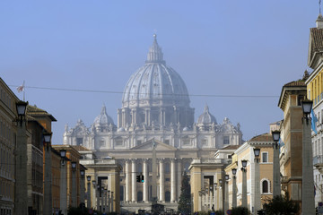 Fototapeta na wymiar Vatican City, Rome (Italy). St. Peter's Basilica in Vatican City