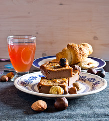 tradition cake: slices of sweet chestnut cake