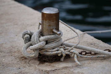 Fototapeta premium Mooring / The ropes holding boats and yachts
