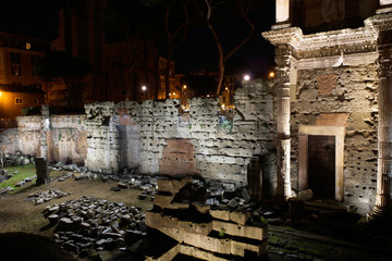 Rome (Italy). Night view and architectural detail in Trajan's Market in Rome
