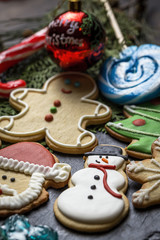 Christmas cookies on wooden table