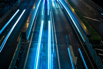 Fototapeta premium the light trails on the street in shanghai china..