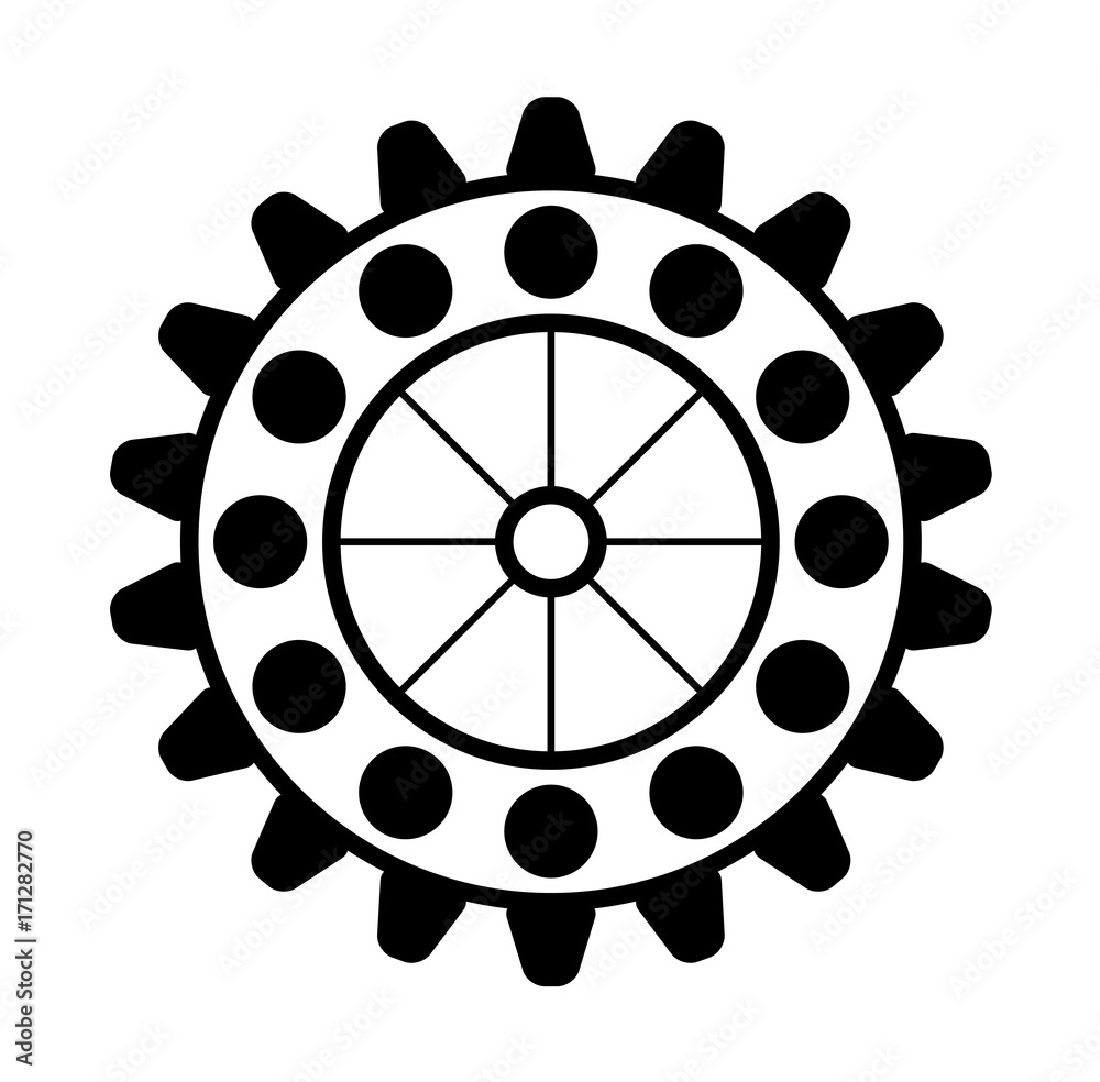 Wall mural retro gear wheel design