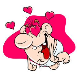 Funny Cupid Character Falling in Love