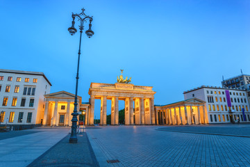 Berlin night city skyline at Brandenburg Gate (Brandenburger Tor), Berlin, Germany