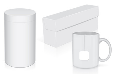 The box and bag of tea for your logo and design. Easy to change colors. EPS10