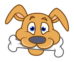 Cute Puppy Holding Bone Vector