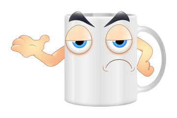 Angry Cartoon Coffee Mug Vector