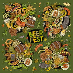 Fototapeta premium Vector doodle cartoon set of Oktoberfest designs