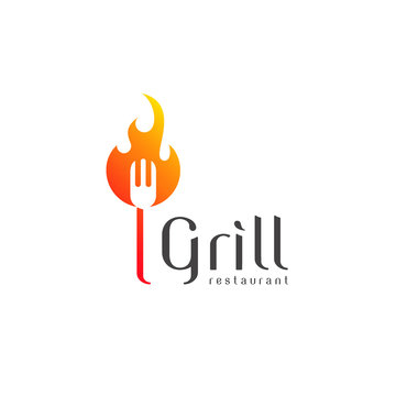 Vector logo design grill restaurant