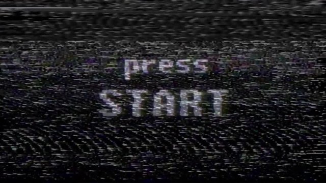 retro videogame press start text on old tv screen ... New quality universal vintage motion dynamic animated background colorful joyful cool video footage