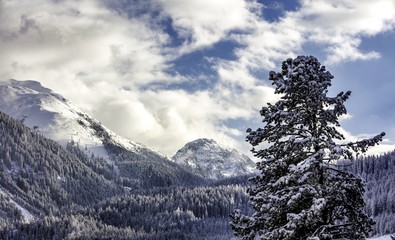 Winterlandschaft nei Klosters, Blick zum Wolfgangspass