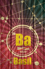 Basil common male first name instead chemical element Barium. Chemical element of periodic table. Molecule And Communication Background. Connected lines with dots. Grunge distress texture.