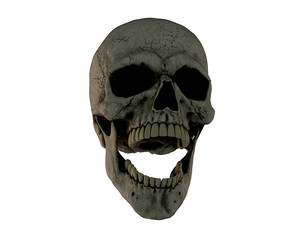 Human skull on Rich Colors a White Isolated Background. The concept of death, horror. A symbol of spooky Halloween. 3d rendering illustration.