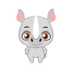 Cute stylized cartoon rhino illustration ( for fun educational purposes, illustrations etc. )