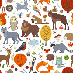 Vector woodland seamless pattern.