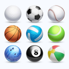 Obraz premium Realistic sports balls vector set