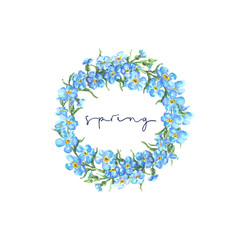 Bright watercolor flower with leaf 