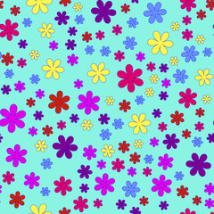 Fototapeta na wymiar Floral pattern on the cyan background