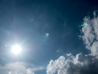 Sun, blue sky and cloud