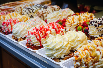delicious Waffle with fresh cream