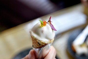 Party food, Healthy finger food, Salmon mousse served in crunchy waffle cone.