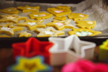 cutting cookies dough star shape homemade for christmas