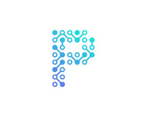 Circuit Digital Letter P Icon Logo Design Element